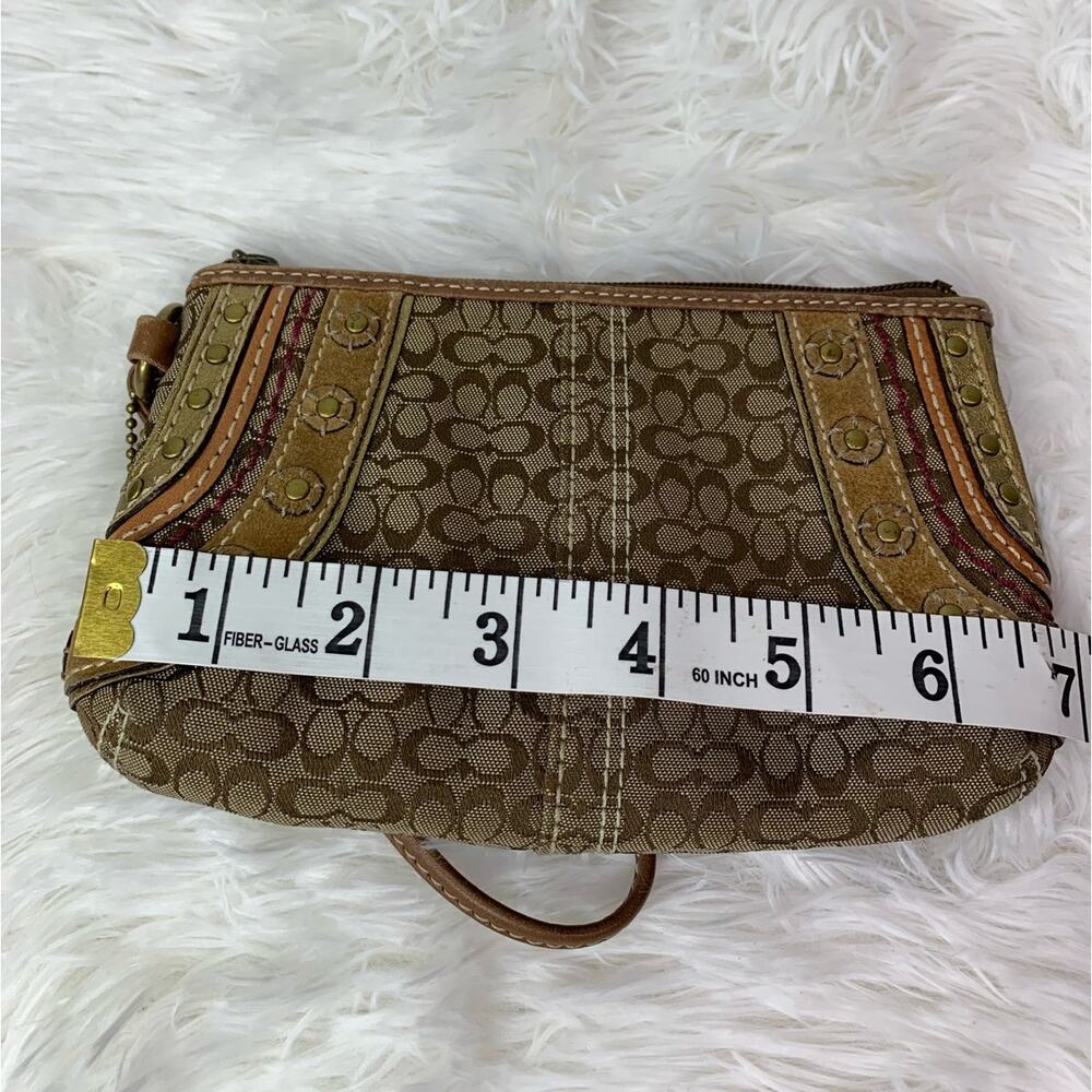 COACH Brown Signature Canvas Wristlet - Picture 9 of 10